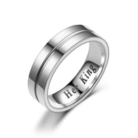 Titanium Romantic Couple Ring His Queen Her King DIY Engraved Alliance Engagement Wedding Rings For Men Women Jewelry