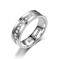 Titanium Romantic Couple Ring His Queen Her King DIY Engraved Alliance Engagement Wedding Rings For Men Women Jewelry