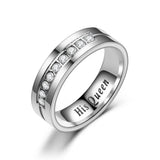 Titanium Romantic Couple Ring His Queen Her King DIY Engraved Alliance Engagement Wedding Rings For Men Women Jewelry