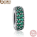 BAMOER 925-sterling-silver Inspiration Within Spacer Clear CZ Charm Fit Bracelet DIY PAS066
