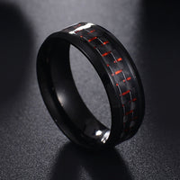 Titanium Steel Black Carbon Fiber Mens Cool Rings Fashion Red Blue Ring Anel Masculino Jewelry