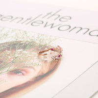 Fashion Creative Butterfly Flowers Crystal Finger Wedding Rings for Women Rose Gold Zircon Glamour Ring Jewelry Girl Gift Bijoux