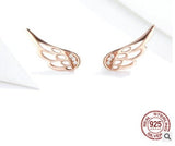 925 Sterling Silver  Feather Fairy Wings Stud Earrings Silver for Women Fashion Silver Jewelry Christmas