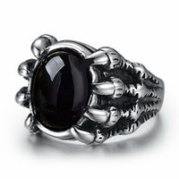 Red Black Opal Stone Skull Dragon Claw Ring