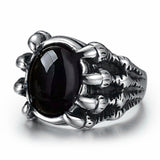 Red Black Opal Stone Skull Dragon Claw Ring