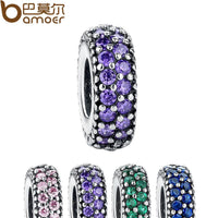 BAMOER 925-sterling-silver Inspiration Within Spacer Clear CZ Charm Fit Bracelet DIY PAS066