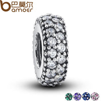 BAMOER 925-sterling-silver Inspiration Within Spacer Clear CZ Charm Fit Bracelet DIY PAS066