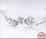 925 Sterling Silver  Feather Fairy Wings Stud Earrings Silver for Women Fashion Silver Jewelry Christmas