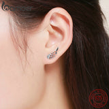 925 Sterling Silver  Feather Fairy Wings Stud Earrings Silver for Women Fashion Silver Jewelry Christmas