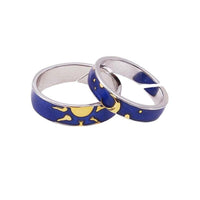 Beautiful Thinking About The Night Couple 925 Sterling Silver Jewelry Fashion Moon And Sun Blue Van Gogh Opening Rings
