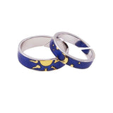 Beautiful Thinking About The Night Couple 925 Sterling Silver Jewelry Fashion Moon And Sun Blue Van Gogh Opening Rings