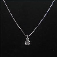 Punk Rock Flower Bear Heart Pendant Necklace Hip Hop Stainless Steel Jewelry Cool for Women Girl GiftsParty Nightclub Gifts