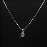 Punk Rock Flower Bear Heart Pendant Necklace Hip Hop Stainless Steel Jewelry Cool for Women Girl GiftsParty Nightclub Gifts