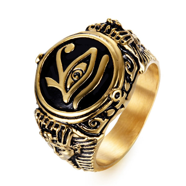 Egyptian Eye of Horus Ra Udjat Amulet Ring