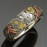 Personality Vintage Glyph Ring Flower Dragonfly Animal Men and Women Rings
