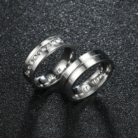 Titanium Romantic Couple Ring His Queen Her King DIY Engraved Alliance Engagement Wedding Rings For Men Women Jewelry