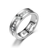Titanium Romantic Couple Ring His Queen Her King DIY Engraved Alliance Engagement Wedding Rings For Men Women Jewelry