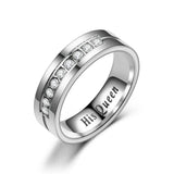 Titanium Romantic Couple Ring His Queen Her King DIY Engraved Alliance Engagement Wedding Rings For Men Women Jewelry
