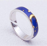 Beautiful Thinking About The Night Couple 925 Sterling Silver Jewelry Fashion Moon And Sun Blue Van Gogh Opening Rings