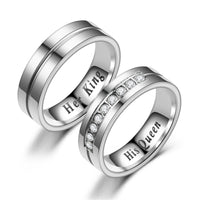 Titanium Romantic Couple Ring His Queen Her King DIY Engraved Alliance Engagement Wedding Rings For Men Women Jewelry