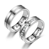 Titanium Romantic Couple Ring His Queen Her King DIY Engraved Alliance Engagement Wedding Rings For Men Women Jewelry