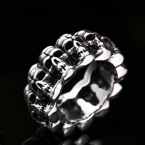 soldier punk cycle skull ring