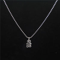 Punk Rock Flower Bear Heart Pendant Necklace Hip Hop Stainless Steel Jewelry Cool for Women Girl GiftsParty Nightclub Gifts