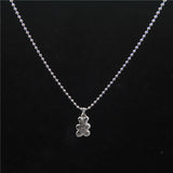 Punk Rock Flower Bear Heart Pendant Necklace Hip Hop Stainless Steel Jewelry Cool for Women Girl GiftsParty Nightclub Gifts