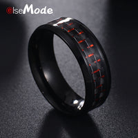 Titanium Steel Black Carbon Fiber Mens Cool Rings Fashion Red Blue Ring Anel Masculino Jewelry