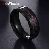 Titanium Steel Black Carbon Fiber Mens Cool Rings Fashion Red Blue Ring Anel Masculino Jewelry
