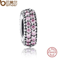 BAMOER 925-sterling-silver Inspiration Within Spacer Clear CZ Charm Fit Bracelet DIY PAS066