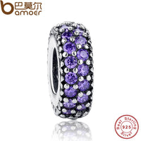 BAMOER 925-sterling-silver Inspiration Within Spacer Clear CZ Charm Fit Bracelet DIY PAS066