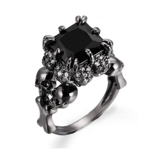 Skull Ring Zircon Punk Halloween Party Jewelry