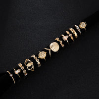 Tocona 15 Pcs/set Boho Virgin Mary Gold Rings for Women Heart Fatima Hands Anillos Cross Leaf Geometric Kольцо Jewelry 7056