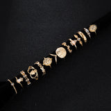 Tocona 15 Pcs/set Boho Virgin Mary Gold Rings for Women Heart Fatima Hands Anillos Cross Leaf Geometric Kольцо Jewelry 7056