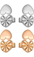 Earring Lifters - 2 Pairs of Adjustable Hypoallergenic Earring Lifts Back Clutches for Women Ear Lobe Support Patches (2 Pairs- Heart