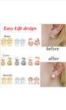 Earring Lifters - 2 Pairs of Adjustable Hypoallergenic Earring Lifts Back Clutches for Women Ear Lobe Support Patches (2 Pairs- Heart